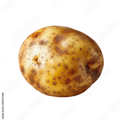 Fresh and Organic Single Potato on White Background