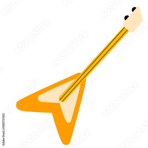 Orange electric guitar illustration with modern flat style, isolated on white background, perfect for music, rock, decoration, and creative design projects.