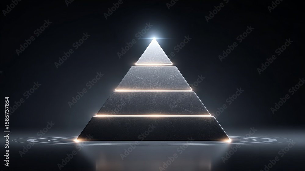 Obraz premium Futuristic pyramid investment in marketing strategies for ranking success a layered symbol of financial growth in a digital environment
