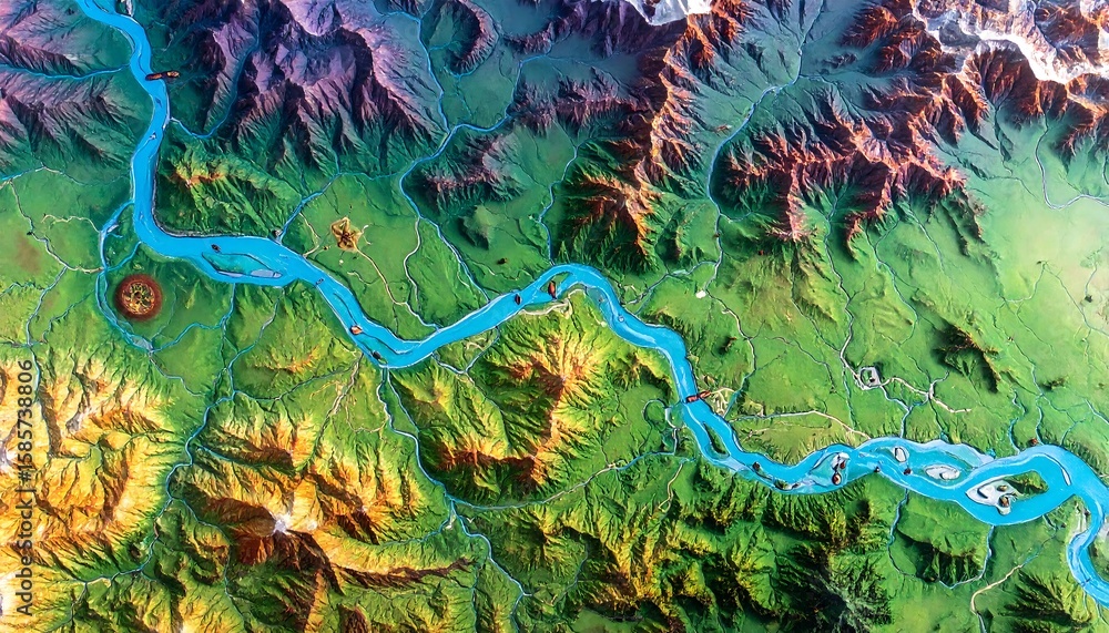 Obraz premium 3D relief map of a region