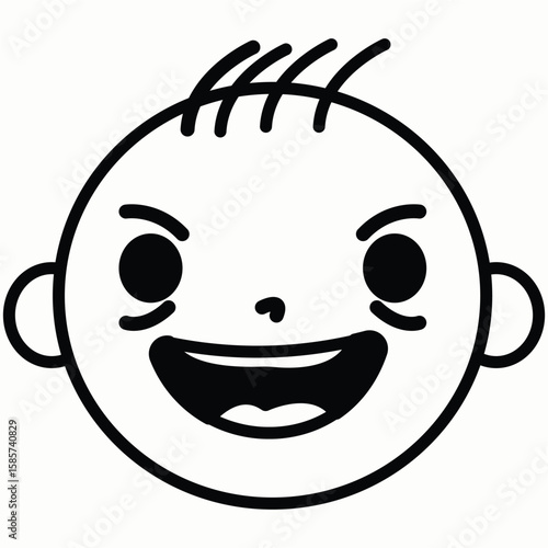 Mischievous Child Laughing Loudly With a Devilish Evil Smile