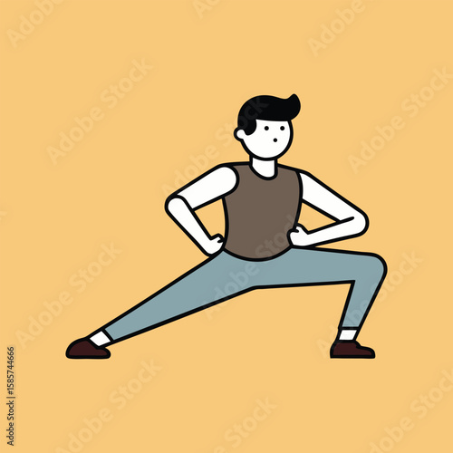 side lunge exercise male cartoon art