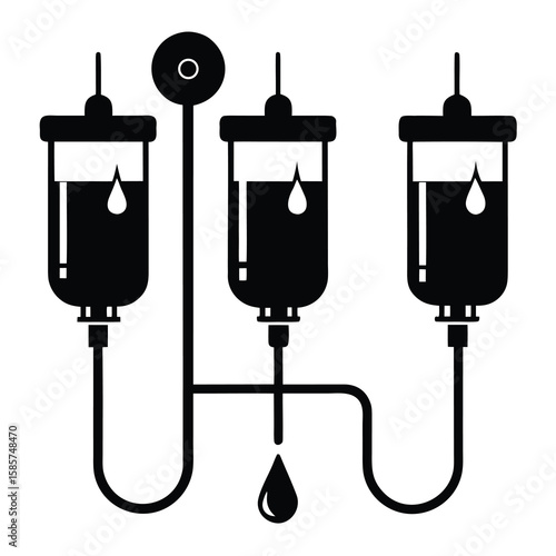 Intravenous Fluid Drip Illustration Medical Treatment in Black and White Simplified Visual for Healthcare Concepts