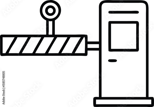 Minimal line art style of automated toll booth for access control