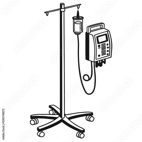 Medical IV Drip Stand Equipment Illustration for Healthcare Use