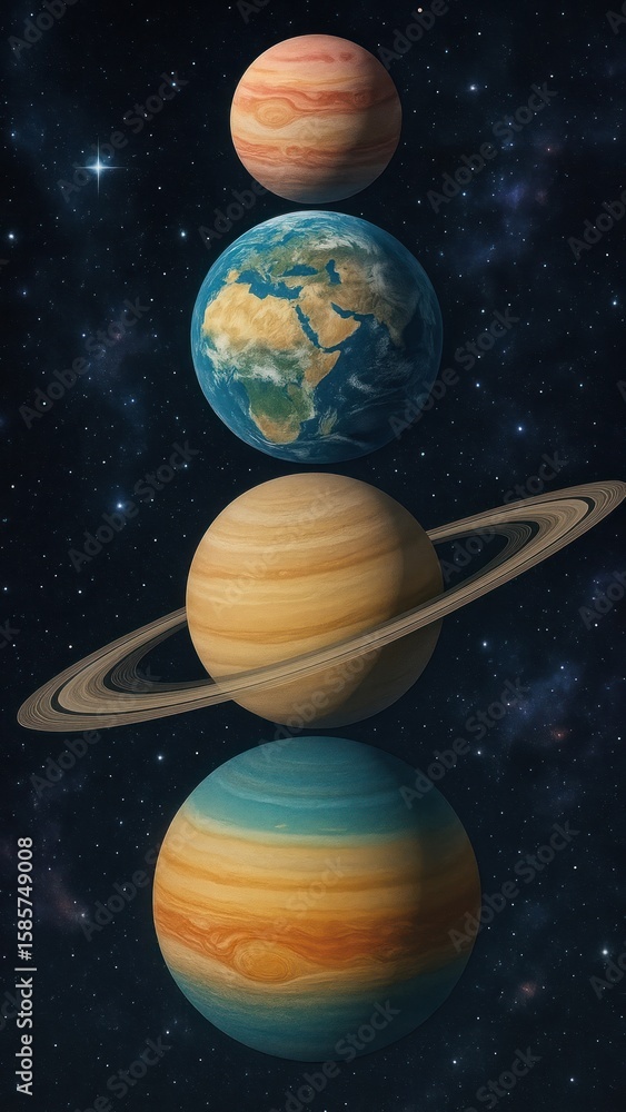 Fototapeta premium Planets aligned in cosmic harmony.