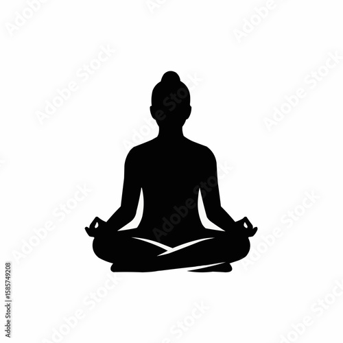 Vector silhouette of a person in a yoga seated meditation