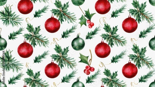 seamless watercolor christmas bulb pattern