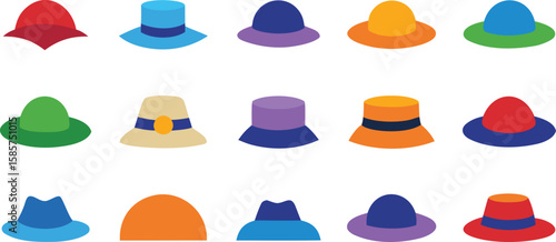 A colorful set of plastic toy hats, isolated and ready for your design collection
