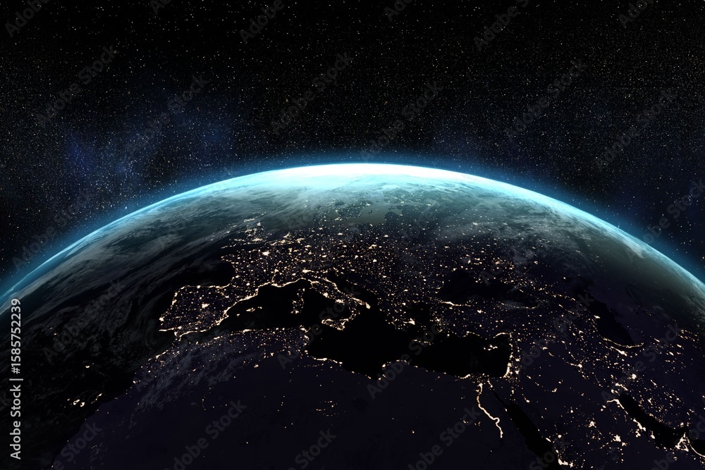 Obraz premium Illuminated Earth in space