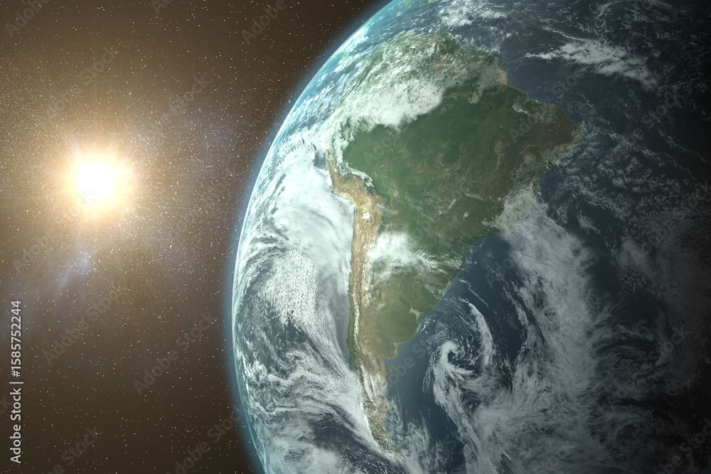 Fototapeta premium Planet earth against bright sun