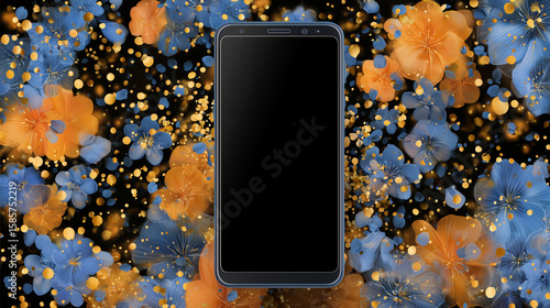 mobile phone on blue background