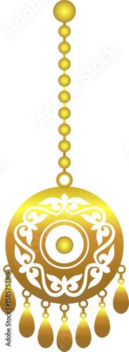 Golden Kazakh pendant with beads № 01