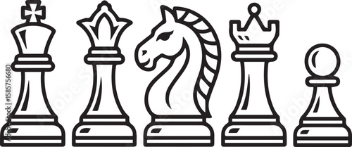 World Chess Day vector icon with king queen knight rook pawn chess pieces for international event