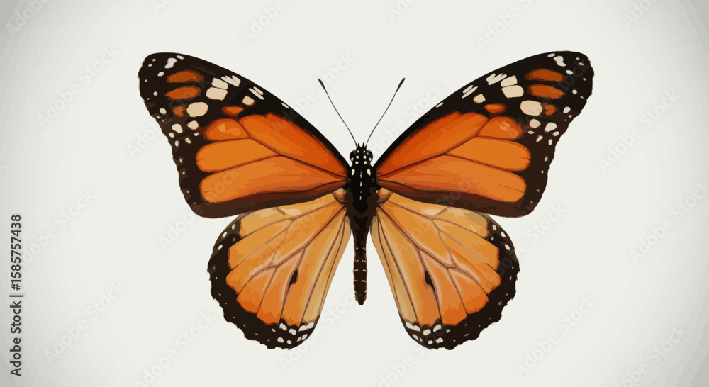 Fototapeta premium Striking monarch butterfly with vibrant orange wings and intricate black markings