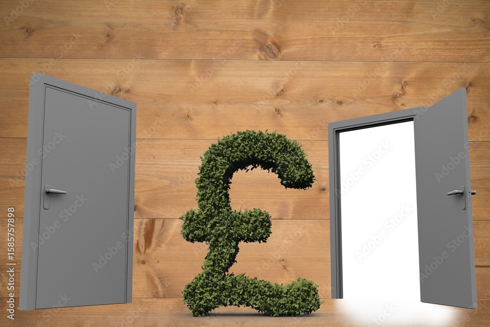 Fototapeta premium Topiary of pound sign amidst doors