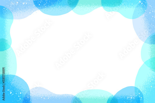 夏の清涼感を演出する水色の抽象フレーム背景（グラデーション・手描き風）