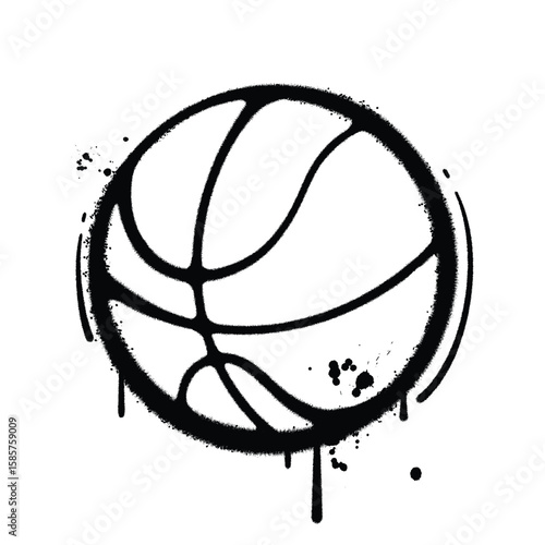 Graffiti Spray basket ball on isolated white background