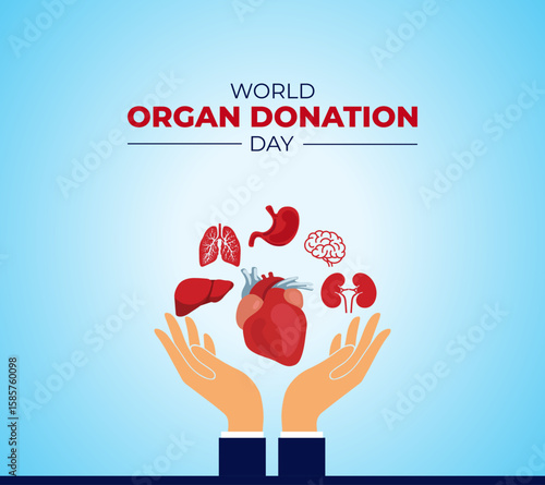 World Organ Donation Day. 13 August. Holiday concept. Template for background with banner, poster and card. Flat illustration. Vector illustration.