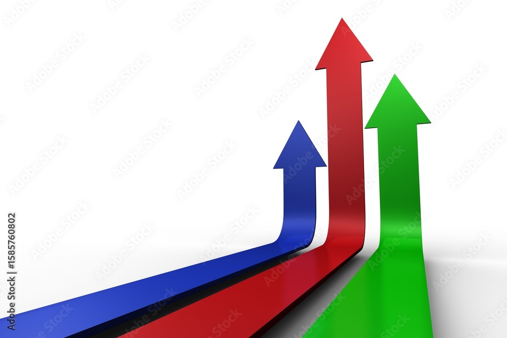 Fototapeta premium Colourful arrows pointing up