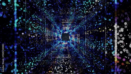 Fantastic animate of an astral tunnel or travel wormhole with neon lights and brights. Concept of space, energy , Abstract colorful vortex time portal motion background.