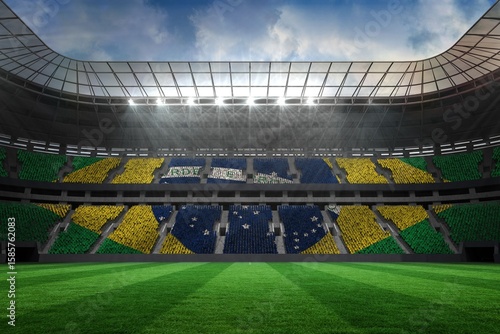 Large football stadium with brasilian fans