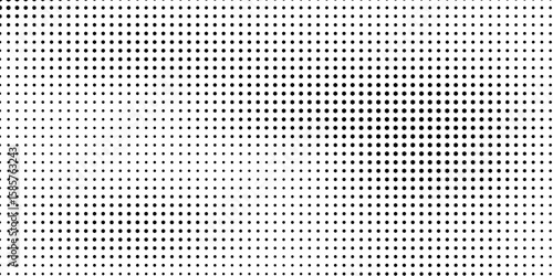 Hexagon halftone gradient texture. Abstract black and white spotted grunge background. Geometric retro tech wallpaper. Fading wavy hexagonal pattern backdrop. Vector vanishing honeycomb grunge overlay