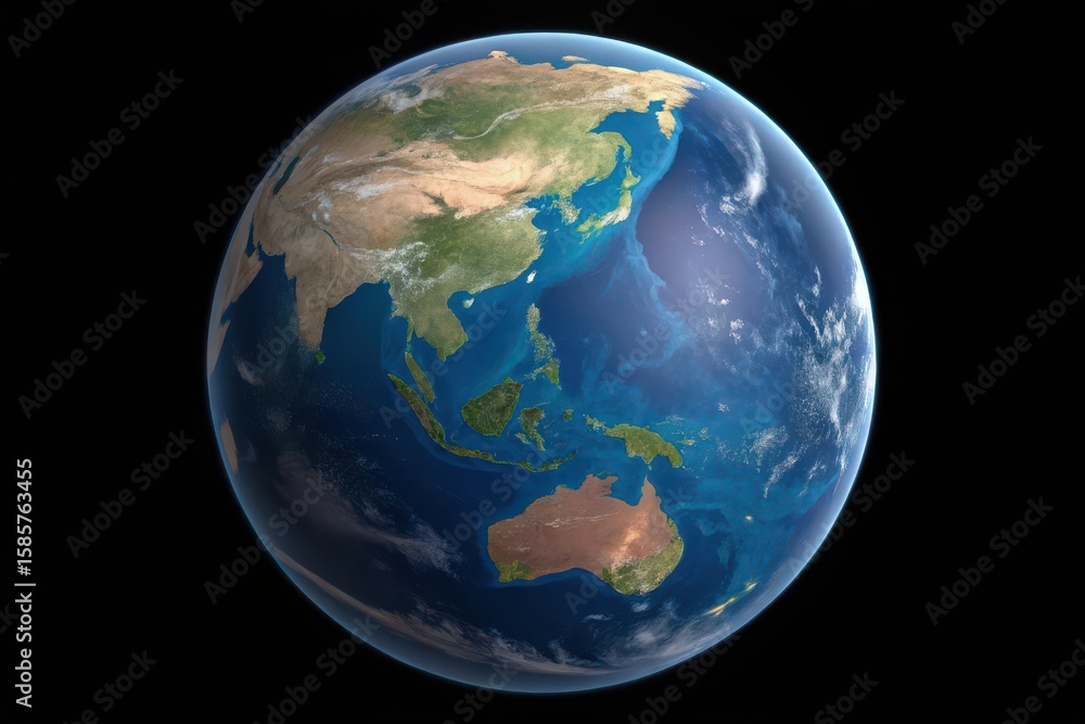 Fototapeta premium Beautiful earth from space showing asia and australia