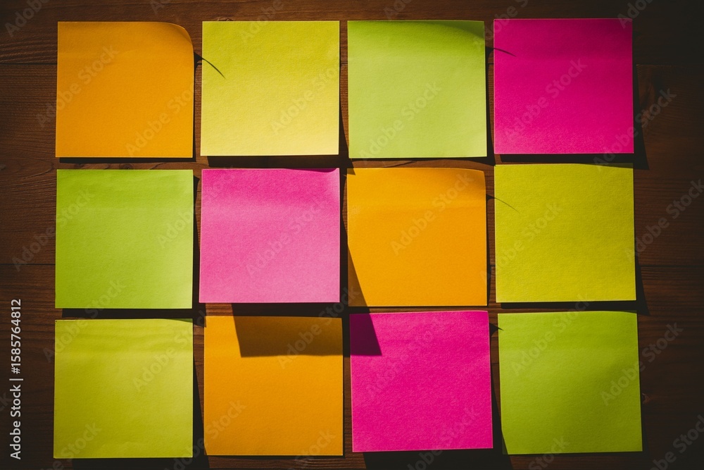 Fototapeta premium Colourful sticky notes with copy space