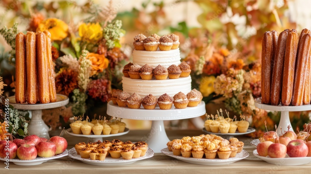 Fototapeta premium Autumnal dessert table display
