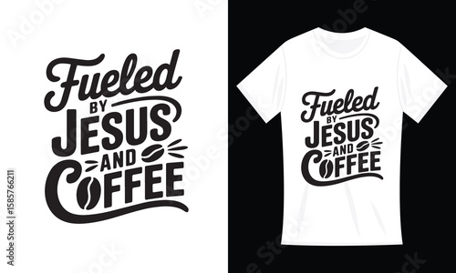 YourTops Women Fueled by Jesus and Coffee Christian T-Shirt