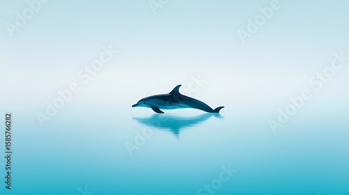 Dolphin Swimming in Blue Ocean Water