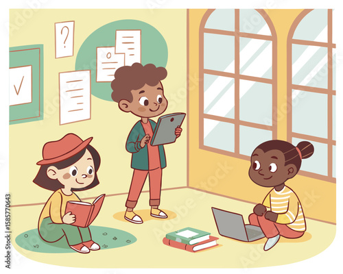 Kids Learning with Books and Tablets | Blended Learning Setup