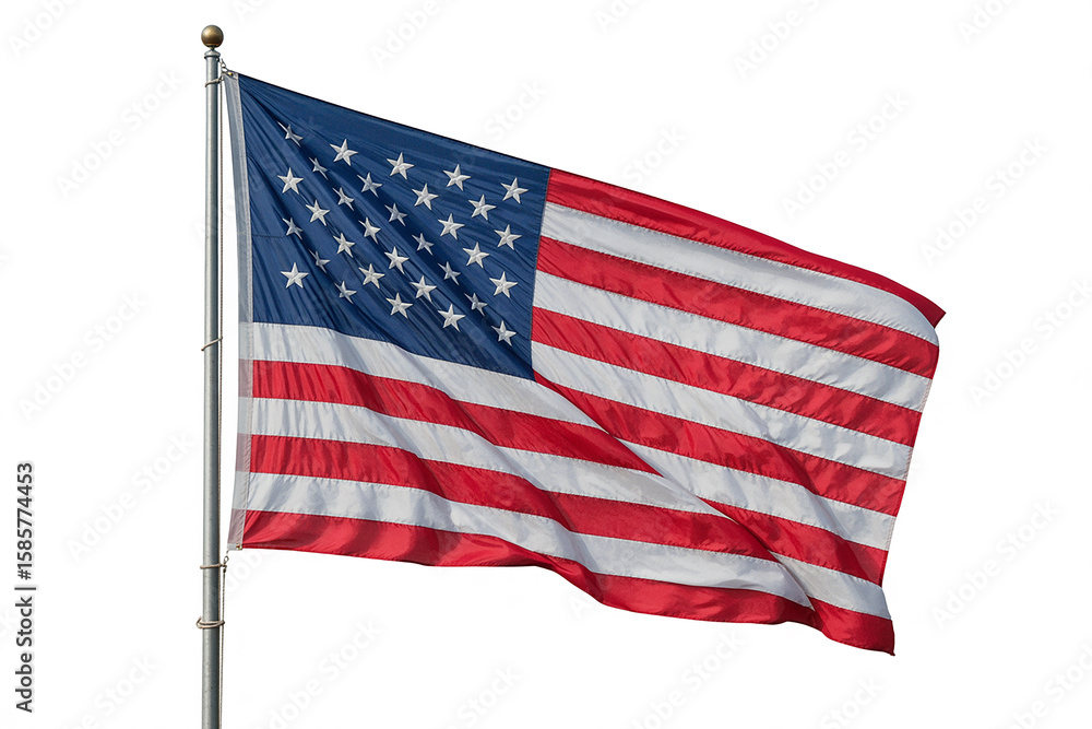 Fototapeta premium United States Flag with Stars and Stripes Isolated on White Background