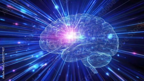Abstract brain with radiating light