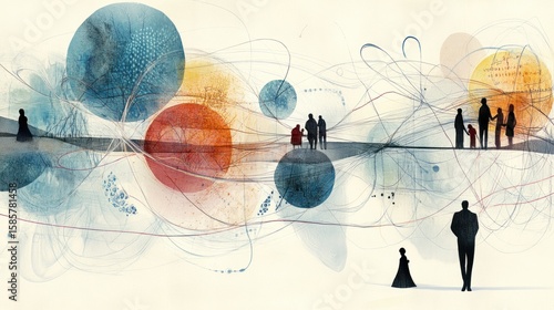 Abstract people on a path of interconnectedness