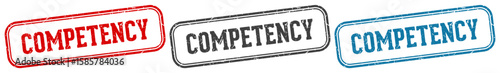 competency stamp. competency rectangular stamp set isolated on white background
