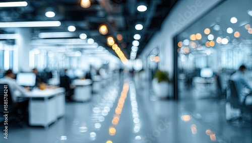 Wallpaper Mural Blurred office interior background with a blurred door and glass wall, blurry bokeh light effect for a business concept design. High-quality photo, taken with a telephoto lens in realistic daylight. Torontodigital.ca