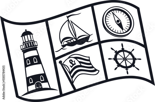 nautical design elements,ancient greek orthodox church,set of nautical elements.