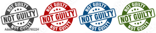 not guilty stamp. not guilty round stamp set isolated on white background