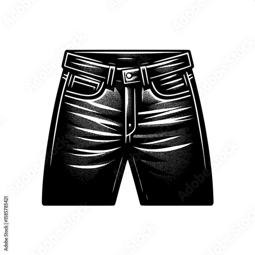Black and White Vector Silhouette of a Pair of Slim Fit Jeans
