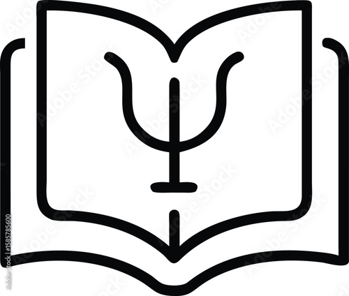 Open book with psychology symbol icon for education and mental health