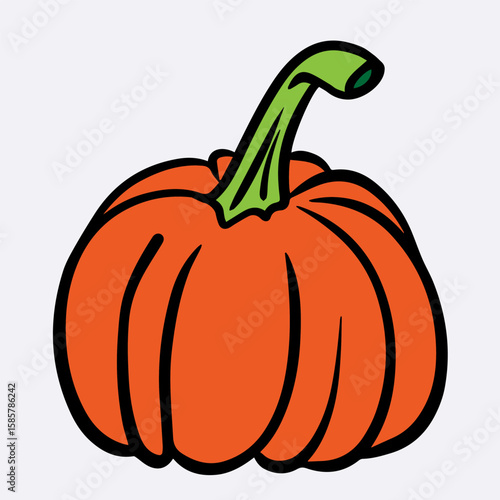 Big pumpkin, doodle, vector illustration