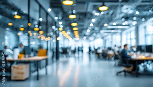 Wallpaper Mural Blurred office interior background with a blurred door and glass wall, blurry bokeh light effect for a business concept design. High-quality photo, taken with a telephoto lens in realistic daylight. Torontodigital.ca