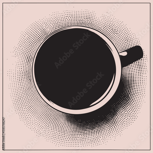 vector design of halftone coffee cup