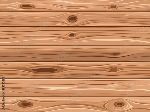 Seamless vector pattern of light brown wooden planks. Realistic wood grain texture with knots creates a natural and rustic background for various design applications.