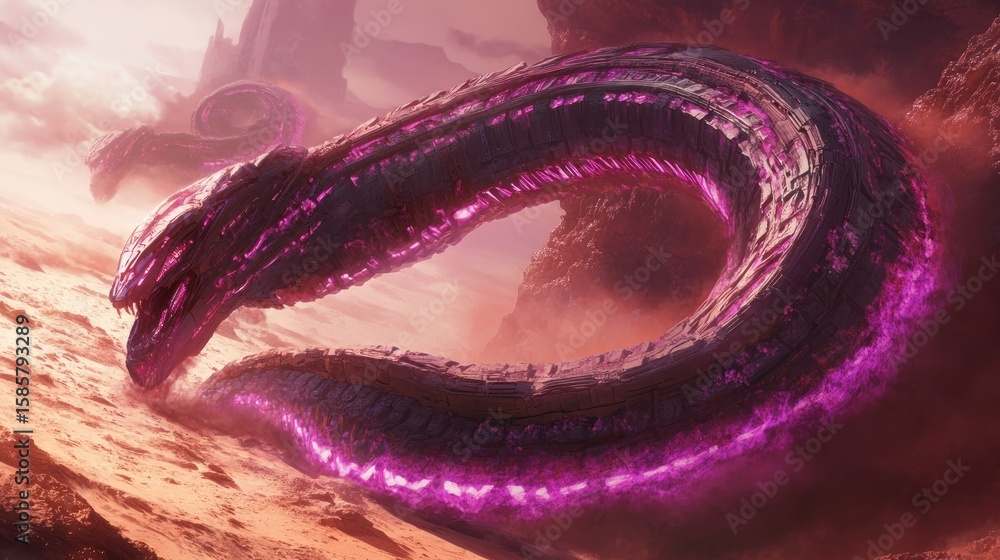 Obraz premium Alien serpent in desert landscape