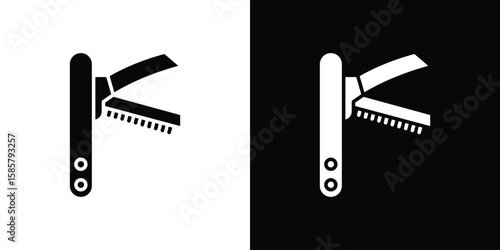 Foto Swiss Knife icon Flat Vector illustration. Simple black symbols