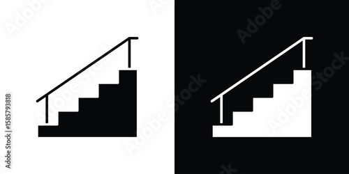 Foto Stairs icon Flat Vector illustration. Simple black symbols