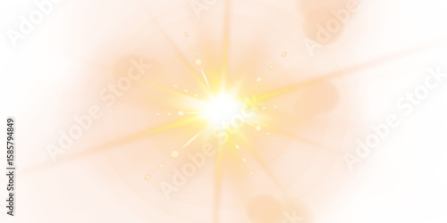Bright golden flashes with gentle glow and soft rainbow highlights. Light effect isolated on white background. Vector